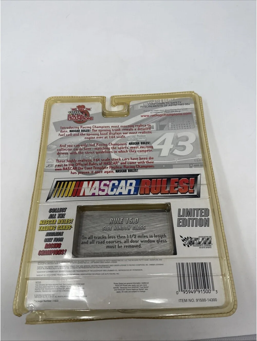 Racing Champions 1:64 Diecast Pontiac NASCAR RULES! #43 Blue Red Limited Edition